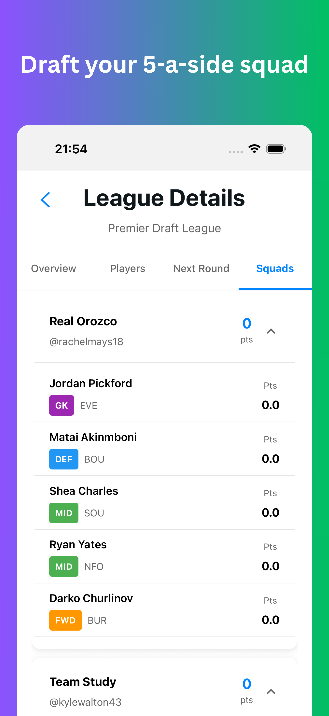 DraftX League View